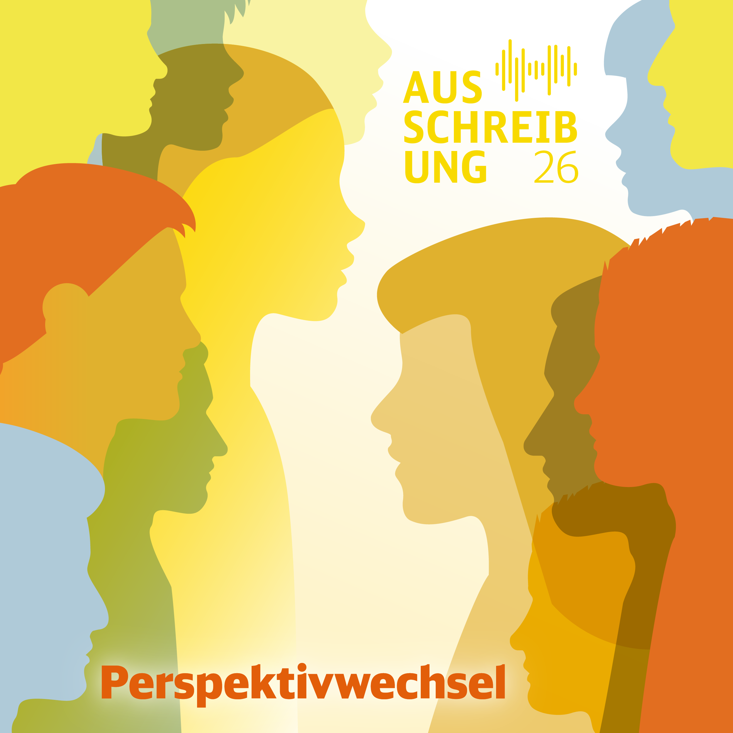 Umrisse von farbigen Köpfen die zueinander gucken